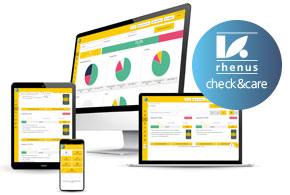 Dashboardweergave van de rhenus check&care-software voor procesgegevensanalyse